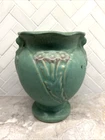 Vintage Brush Mccoy Pottery Ceramic Green Flower Vase Pot 6.5” Tall Art Deco 740