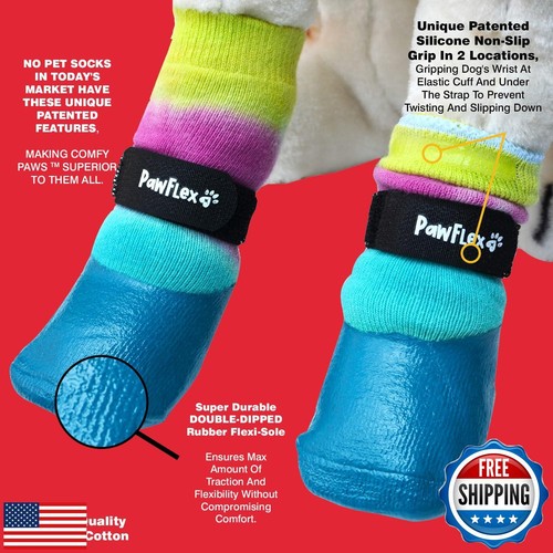 PawFlex Double Dipped Waterproof Dog Socks Comfy Pawz Soft Indoor/Outdoor Dog - Picture 4 of 5
