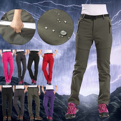 Women's Waterproof Pants Hiking Ski Snow Fleece Lined Insulated Outdoor Pants - Picture 3 of 27