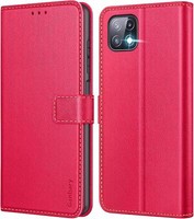 Leder Flipcase HandyhüLle FüR Samsung Galaxy A22 5G, Rot