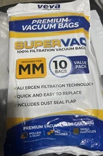 10 VEVA Vacuum Super Vac Premium Bags for Eureka Style MM Canister