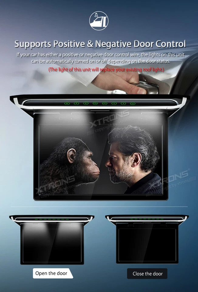 15.6" Android Touch Screen Flip down Car Roof Monitor Ceiling TV FHD TFT HDMI - Image 3 of 4