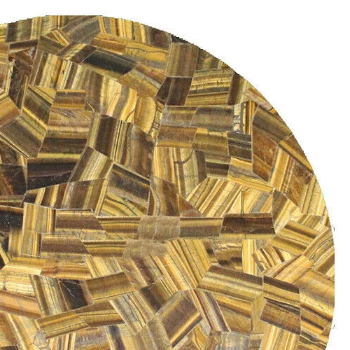 24" Stylish Round Tiger Eye Stone Handmade Modern Art Side Sofa Coffee Table Dec - Image 2 of 4