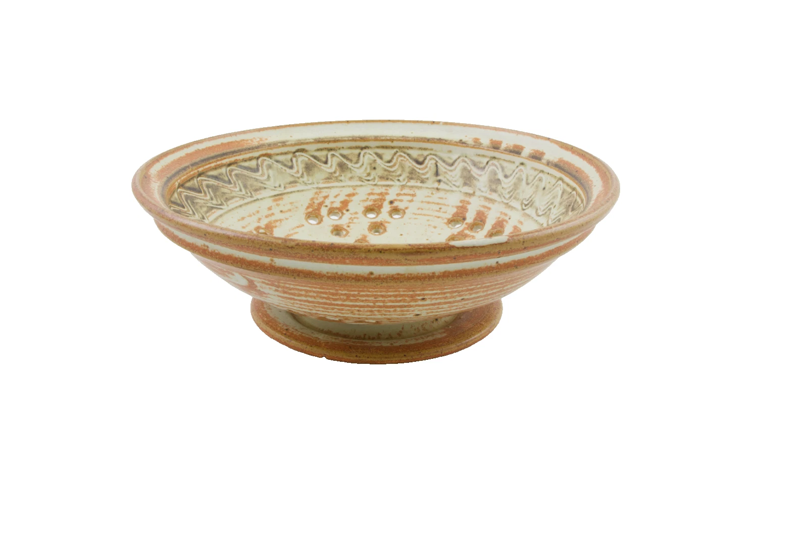 Reed Asher Phoenix Pottery Pawling NY Stoneware Berry Colander Strainer Bowl