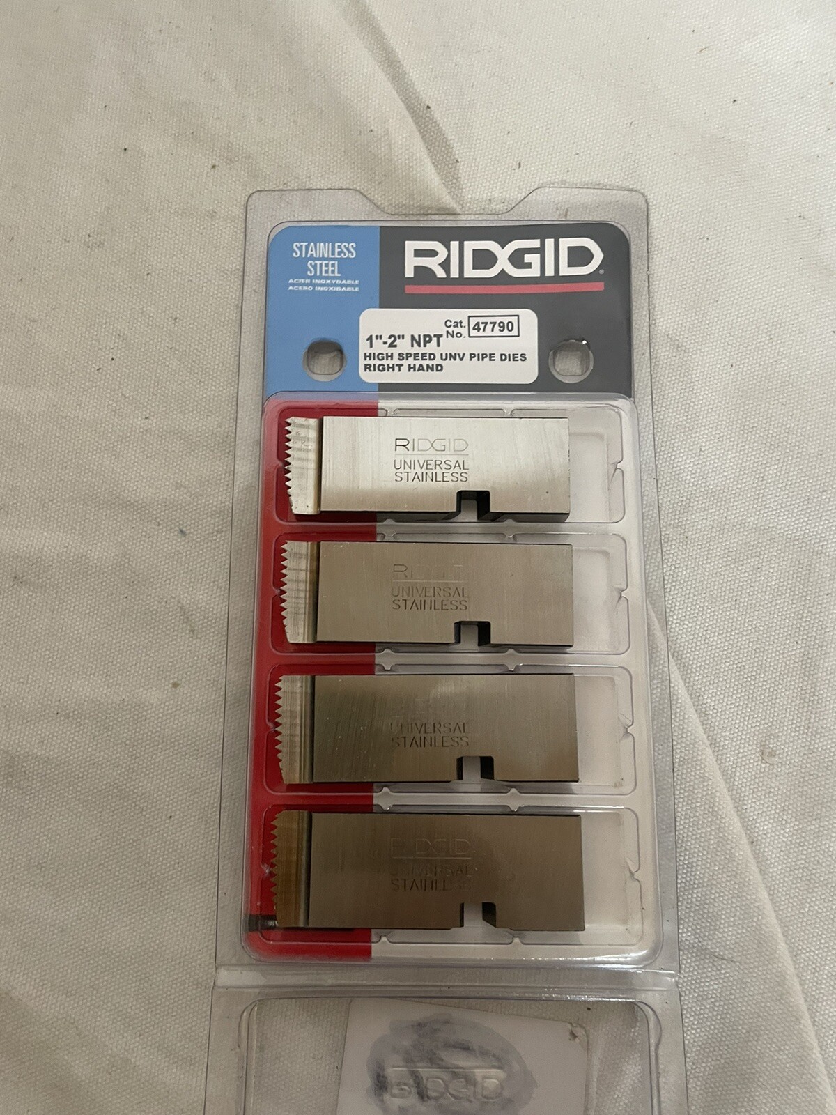 RIDGID 47790 Pipe Threading Dies - Set Of 4, High-Speed Steel, 1" To 2" NPT, Right Hand, For Universal Die Heads