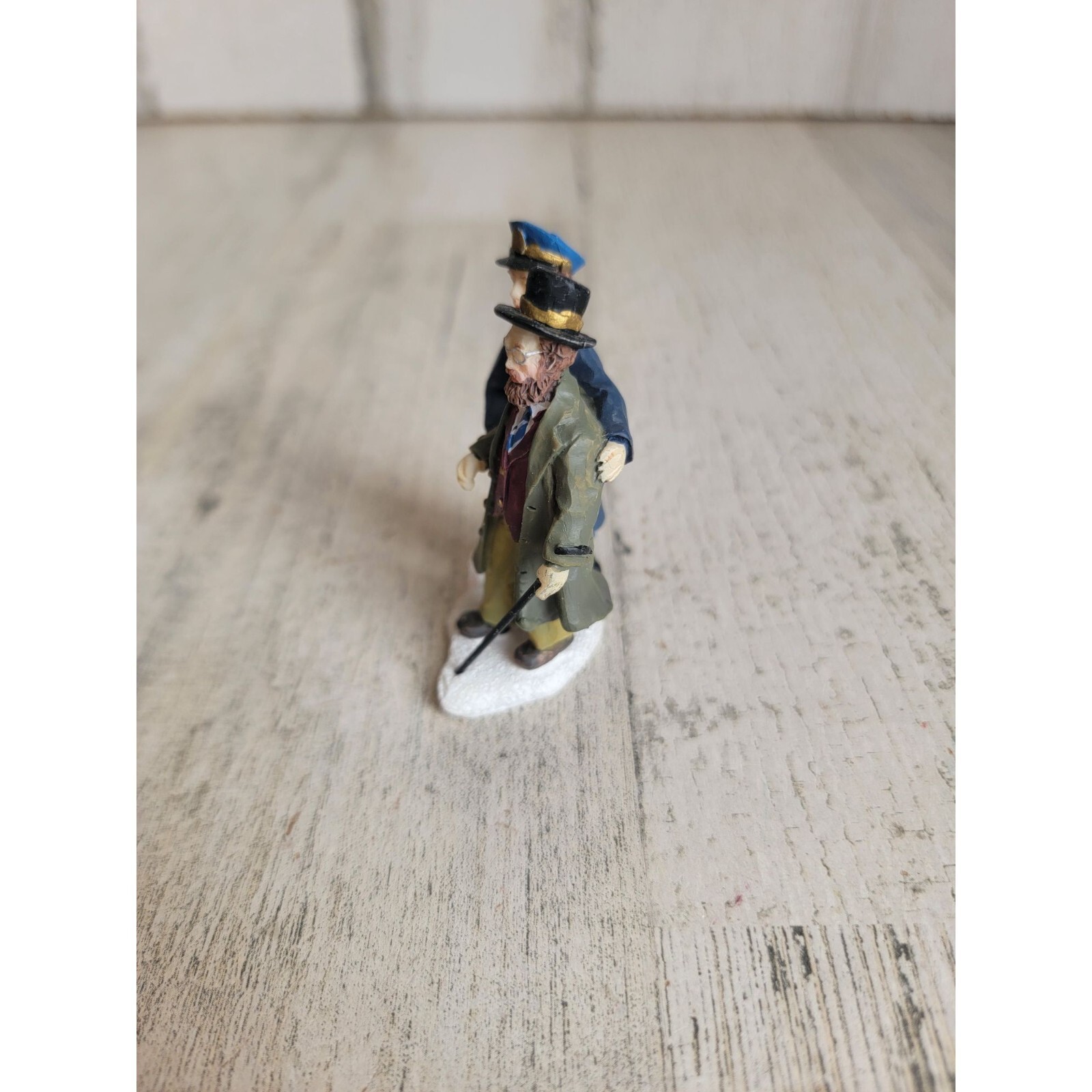 Police cop assisting blind elderly man Village accessory Xmas