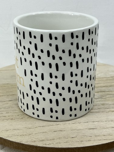 Cat Mom Coffee Tea Mug Figural 3D Kitty Inside Bottom Black White w/ Gold Letter - Picture 2 of 11
