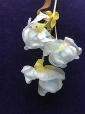 Vintage Millinery Flower 2" Sweet Pea 3pc Pale Blue for Hat Hair or Wedding NK