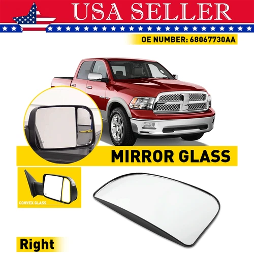 Exterior Mirror Glass Power Heated RH Passenger Side for Dodge Ram 1500 2500