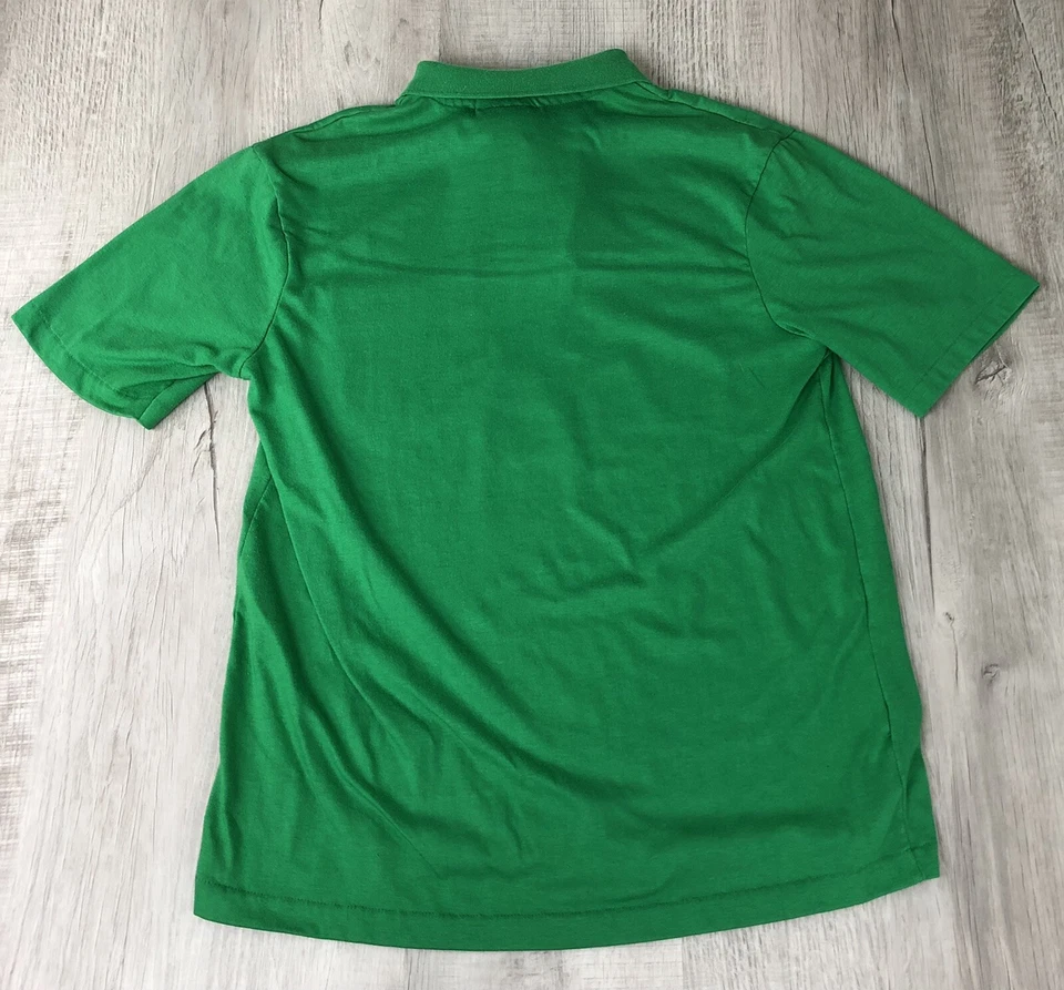 Vintage Train Shirt BB ~ HO EXPRESS Hanes Green Polo Made USA Boys Size L - Image 2 of 4