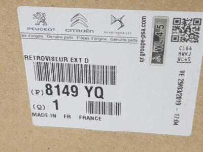 8149YQ door mirror right hand for CITROEN C4 I 1.6 HD 2004 8149YR  
