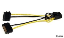 6in 15-Pin SATA Power to 8-Pin PCI Express Video Card Power Cable Adapter PC-058