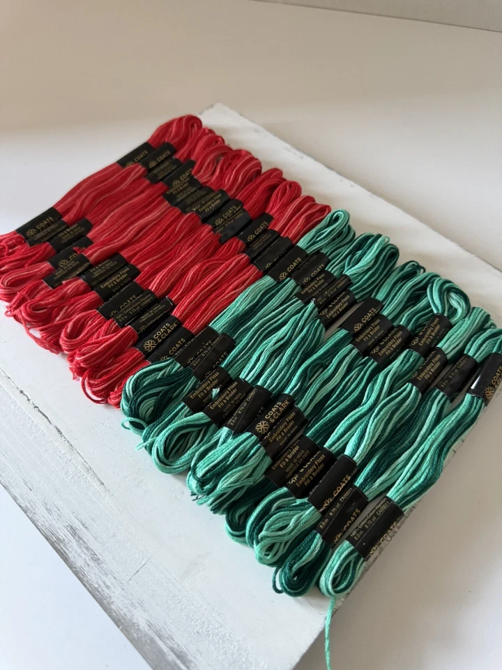 Coats & Clark Variegated Embroidery Floss Thread~Lot of 24 skeins~Red and Green - Image 3 of 4