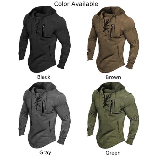 Hooded Pullover Sweatshirt Long Sleeve Mens Outdoor Slim Soft Vintage Casual - Bild 3 von 8