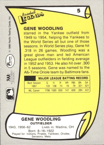 1988 and 1989 Pacific Baseball Legends MLB Set Break #1-#220 — You Choose! - Picture 11 of 441