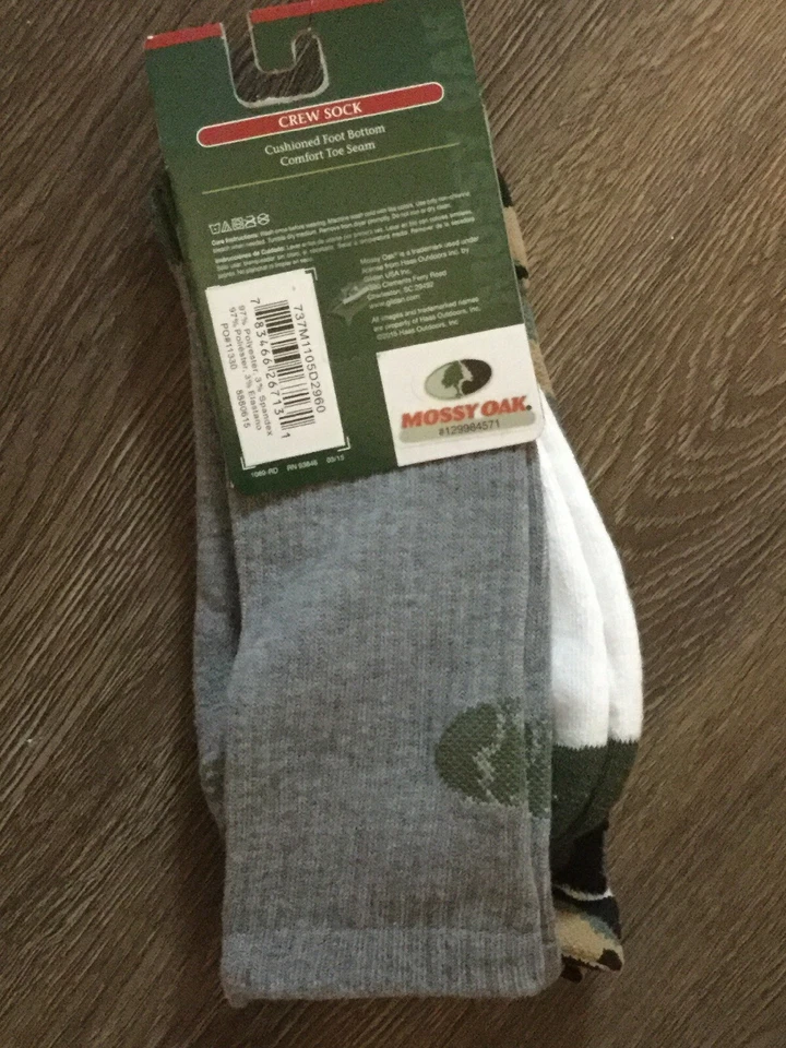 Mossy Oak  Mens Crew Sock Cushioned Foot Bottom Lg 2 Pairs - Image 2 of 3