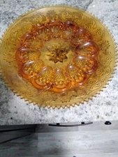 Vintage tiara glassware amber deviled egg serving platter, beautiful 