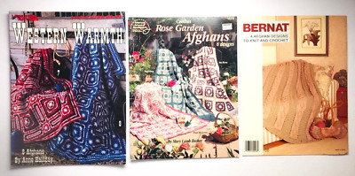 Afghan - Blanket / Throw Pattern - Lot of 3 - Some to Crochet & Some to Knit