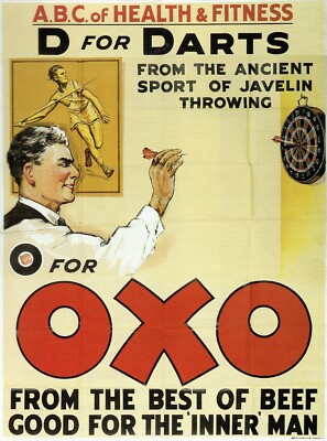 Oxo 'D for Darts' A.B.C. Health & Fitness Fenster Werbeplakat - Nachdruck