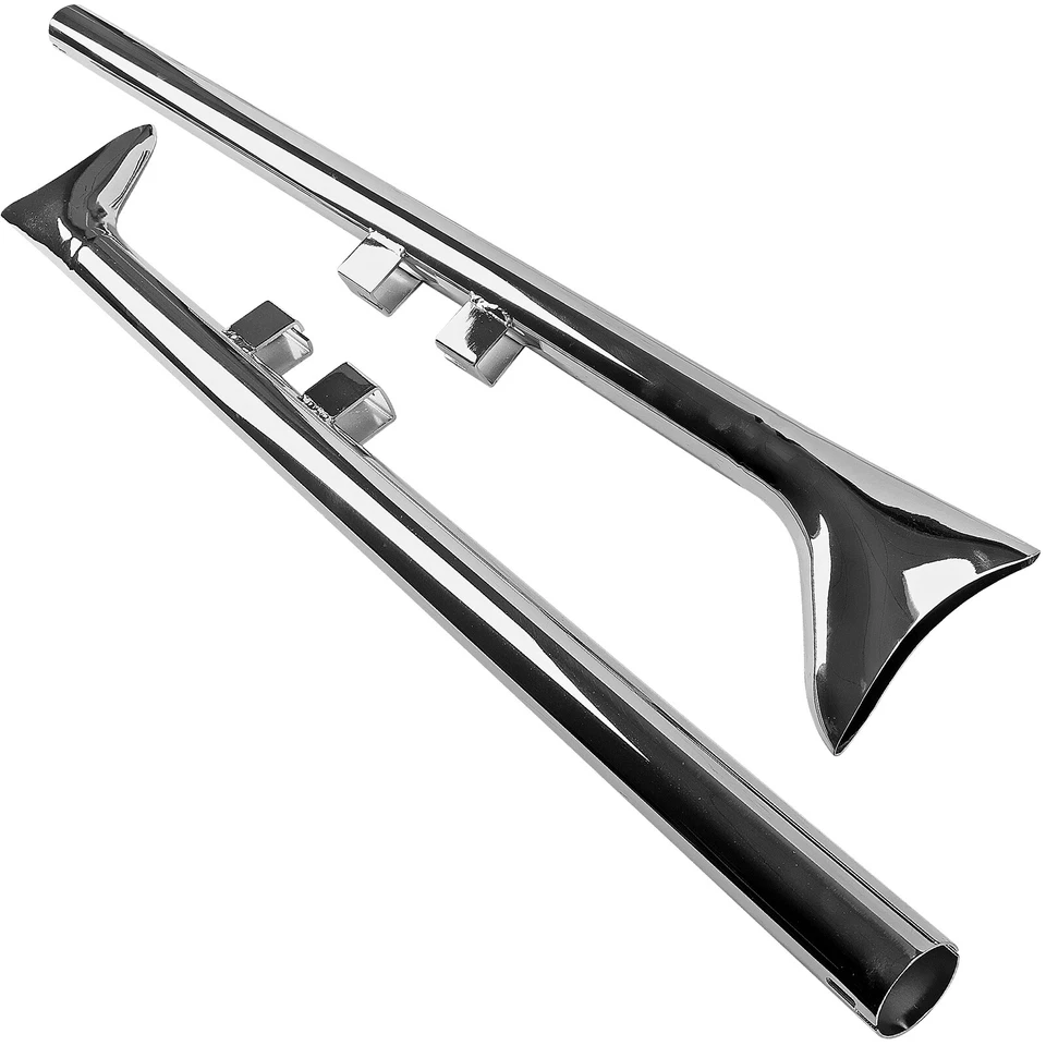 39” Fishtail Exhaust Pipe Slip Ons for 1995-2016 Harley Touring Road King Chrome - Imagem 2 de 4