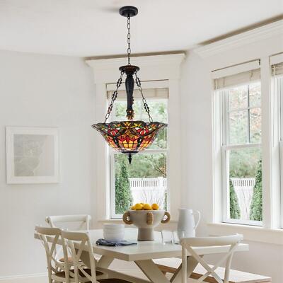 Vintage Bohemia Chandelier Tiffany Stained Glass Pendant Lamp Hanging Fixtures