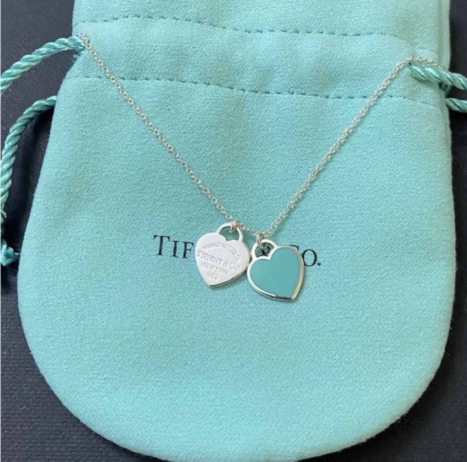 Tiffany Blue® Double Heart Tag Pendant Necklace ( 18” chain ) - Image 4 of 4