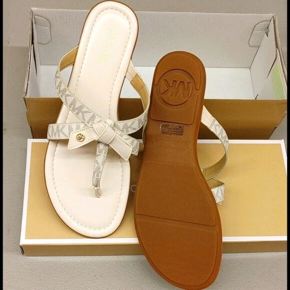 Michael kors online white flat sandals