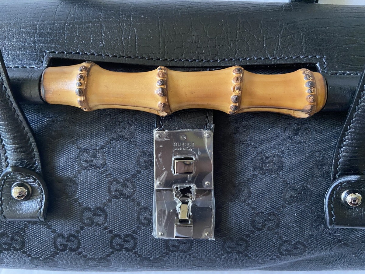 Gucci 111713 Medium Bamboo Bullet (207252) Black Leather Gucci 111713 Medium Bamboo Bullet (207252) Black Leather