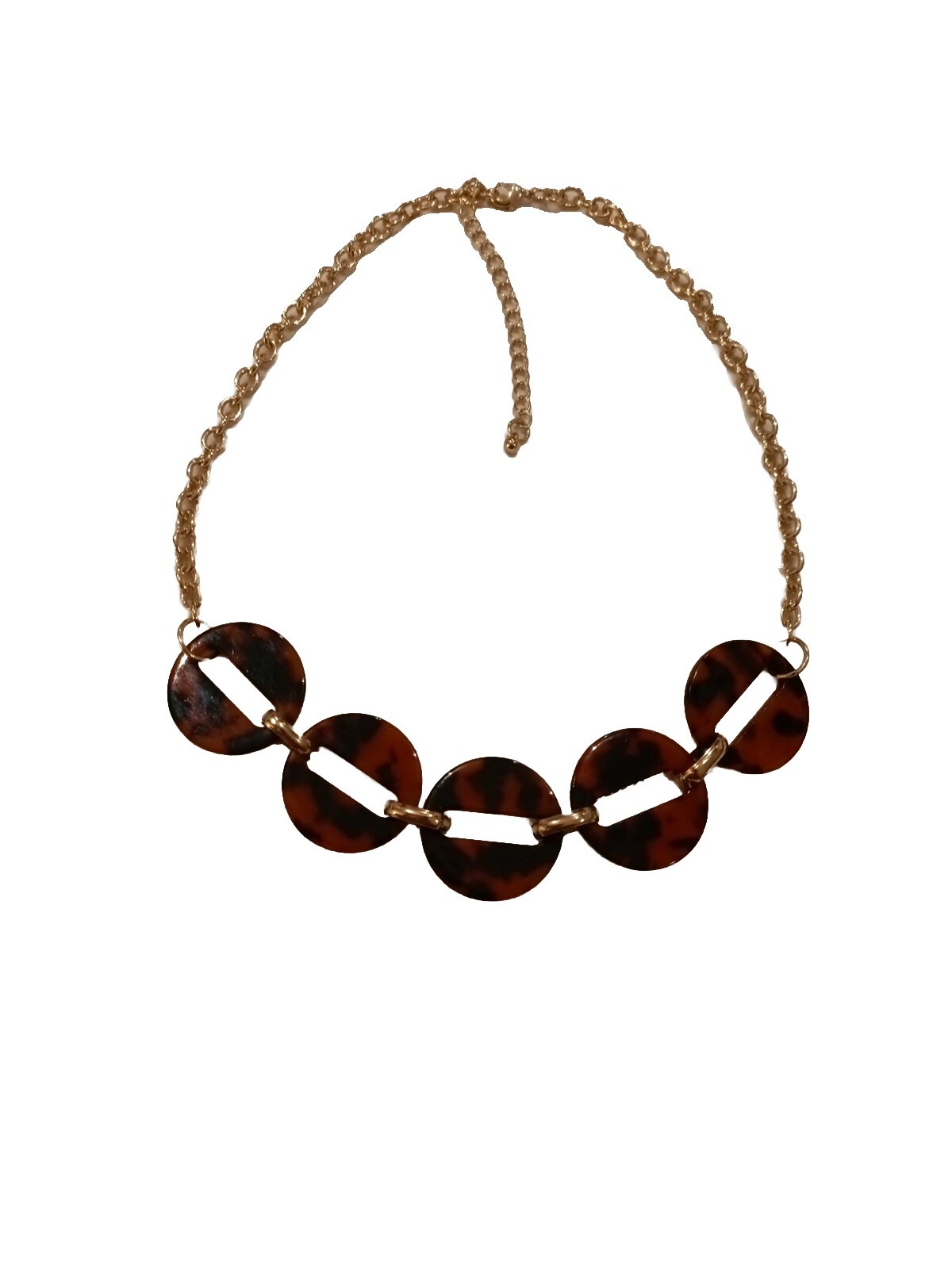 Gold Resin Tortoiseshell Link Statement Necklace … - image 5