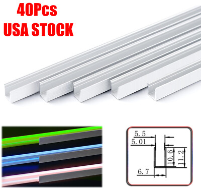 40Pcs 3.3FT U Shape Aluminum Track Channel Mounting Bracket for 6*12mm Led Strip