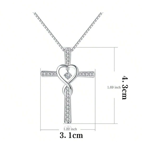 Womens Necklace Cross Pendant Silver Plated Stainless Steel Jewelry Gift New - Picture 3 of 5