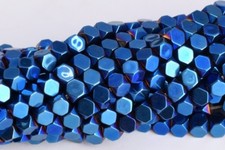 3MM Blue Hematite Octagon Cube Grade AAA Natural Gemstone Loose Beads 16"