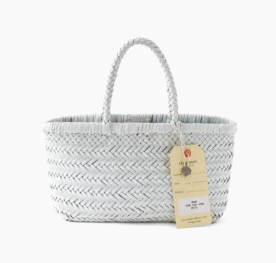 Dragon Diffusion Mini Flat Gora 8809 White | Handwoven Buffalo Leather Bag FedEx