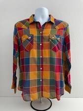 Vintage 80's Levis Mens Size S Multicolor Long Sleeve Pearl Button Down Shirt
