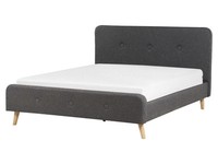 Polsterbett Leinenoptik Grau Mit Lattenrost 160X200 Cm Hohes Kopfteil Rennes Ii