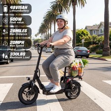 E-Scooter with Seat 20MPH 28Miles Range 14'' 500W Electric Scooter For Adults US