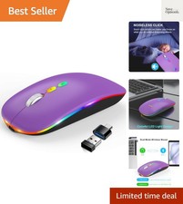 Wireless Bluetooth Mouse, Slim Rechargeable LED Mouse, 2.4G Portable USB Opti...