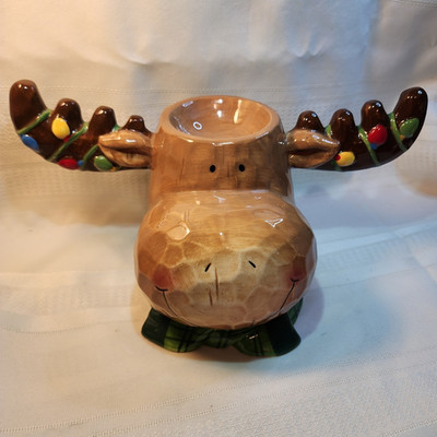Ceramic Moose Candle Holder with Colorful Antlers, 10'' x 6'', Multicolor