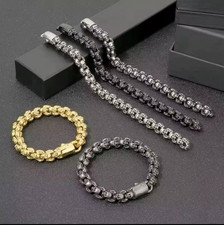 Rugged Skull Bracelet, Biker Punk Goth 8-8.5in