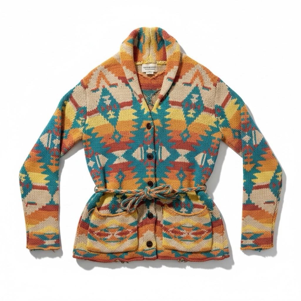 Archive vintage Ralph Lauren SouthWestern aztec Navajo Knit Sweater Cardigan S