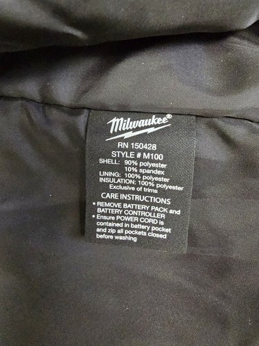 Milwaukee Men's XL M12 12V Tough Shell Black Heated Jacket BROKEN ZIPPER USED - Picture 19 of 19