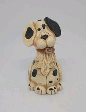 Blossom Bucket Spotted Dog Folk Art Figure Suzi Skoglund