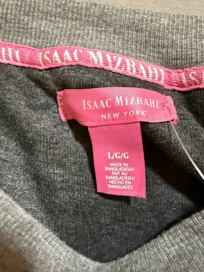 Suéter Isaac Mizrahi NY Mujer Grande Negro Gris Rayas Manga Larga Pullover Foto 2 de 4