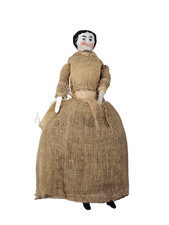 Antique Miniature Bisque Dollhouse Doll Parian China Head 4.5" Woman Victorian