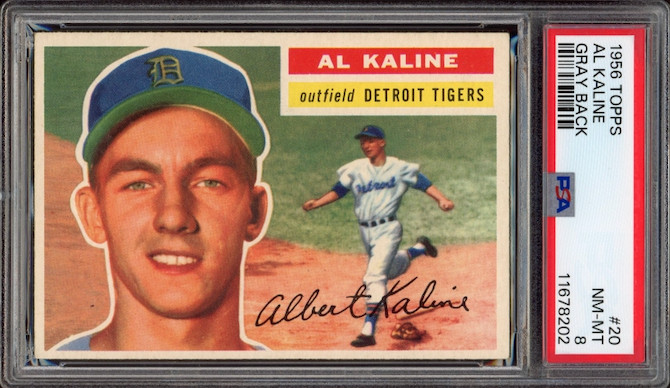 1956 Topps #20 Al Kaline Gray Back PSA NM-MT 8