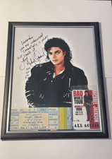 Michael Jackson Signed Framed Reprint Photo Ticket Stub Laminate Pass