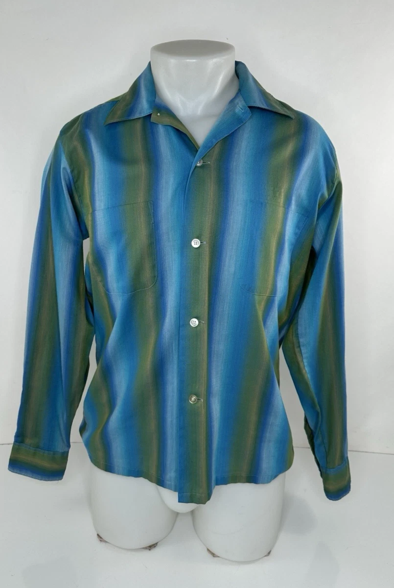 Caxndycing Camicia da uomo hippie anni '70, a maniche lunghe, stile hawai, camicia per il tempo libero, vestibilità normale, floreale, a maniche lunghe, con bottoni, stampa, Z5 verde, S