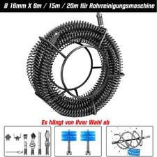 &Oslash;16mm x 8m 15m 20m Rohrreinigungsspirale Federspirale f&uuml;r Rohrreinigungsmaschine