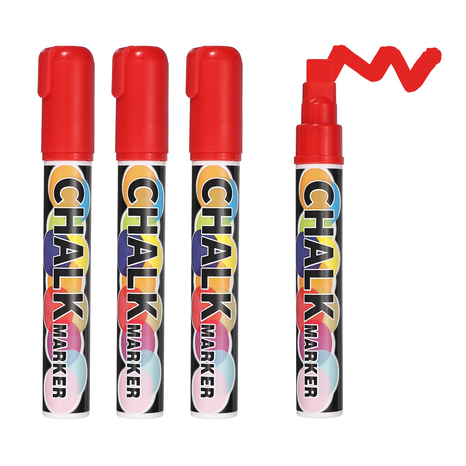 10mm, 4 Pcs Chalkboard Markers Erasable Tip, Red