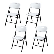 4-20PC Commercial Contoured Outdoor Plastic Folding Chair Steel Frame Seat White